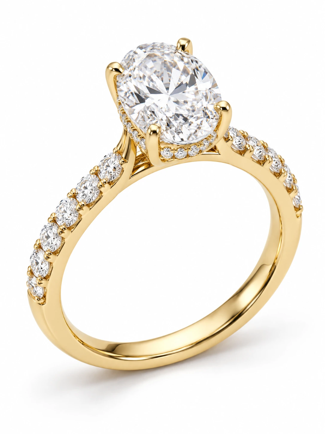 Aveline Oval Hidden Halo Ring — 18K Yellow Gold — lab-grown diamond design visualisation — Halo Ring Collection — Victoria Diamonds