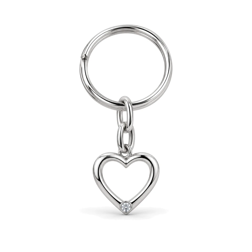 Amelie Heart Key Ring in Sterling 925 silver by Victoria Diamonds