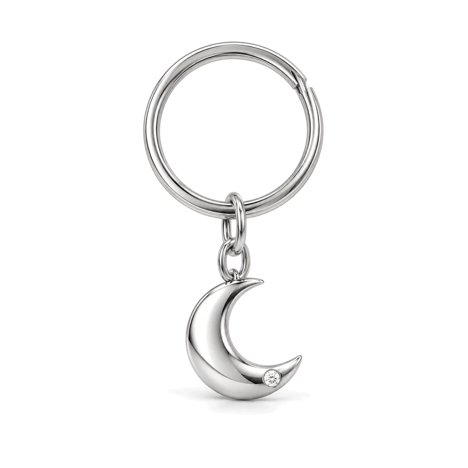 Lunara Crescent Key Ring in Sterling 925 silver by Victoria Diamonds