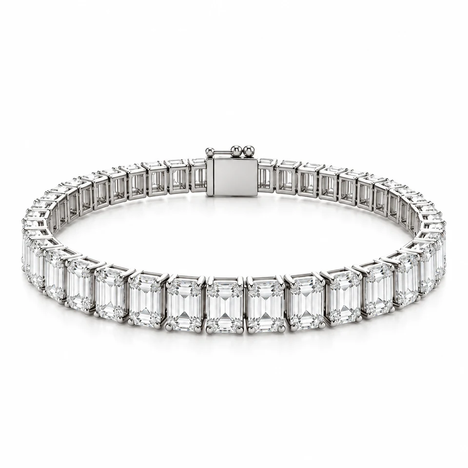 Emerald-Cut Tennis Bracelet — Platinum — original jewellery design — Tennis Collection — Victoria Diamonds