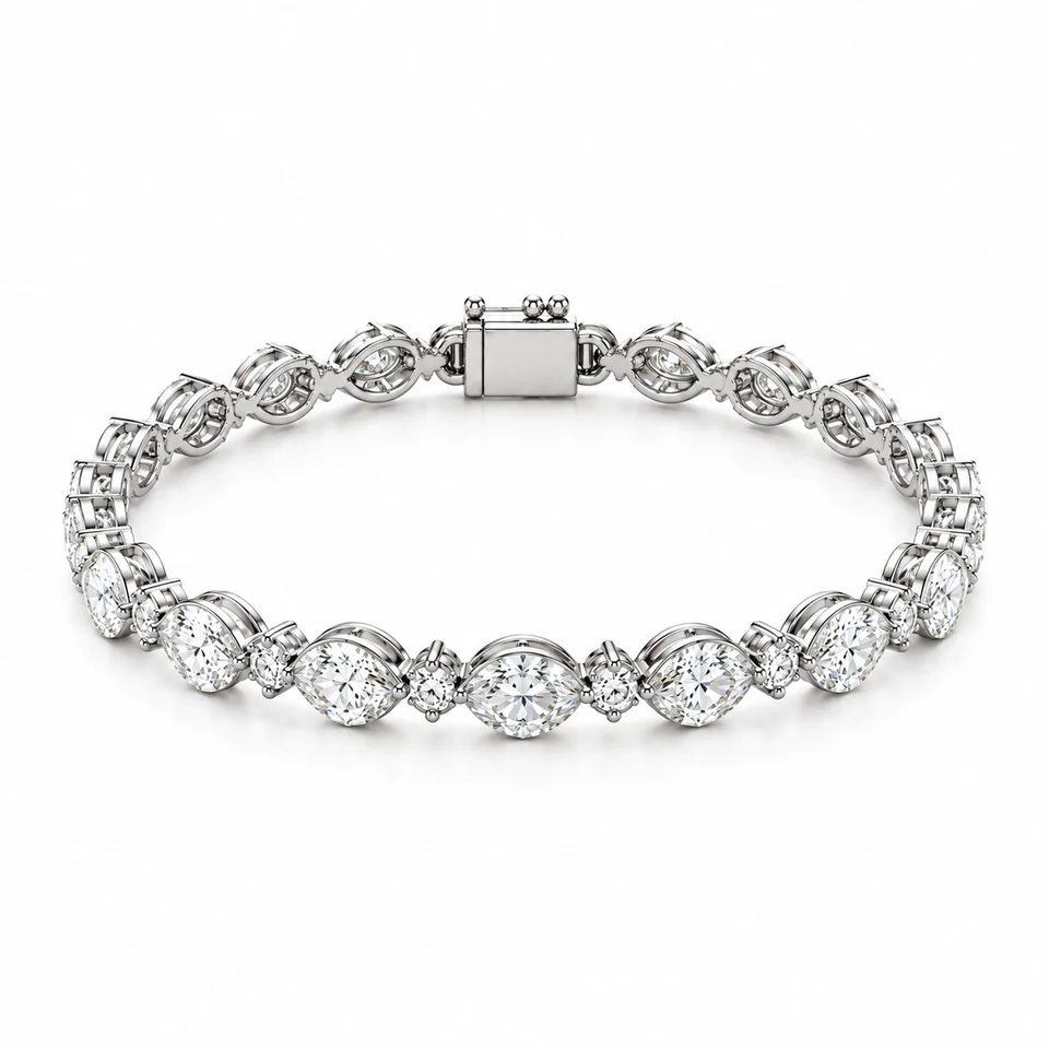 Marquise and Round Tennis Bracelet — Platinum — original jewellery design — Tennis Collection — Victoria Diamonds