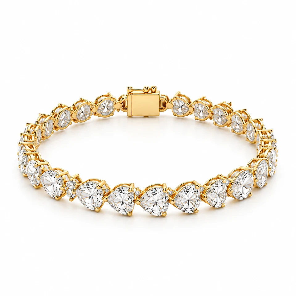 Pear-Cut Tennis Bracelet (Gold) — 18K Yellow Gold — original jewellery design — Tennis Collection — Victoria Diamonds