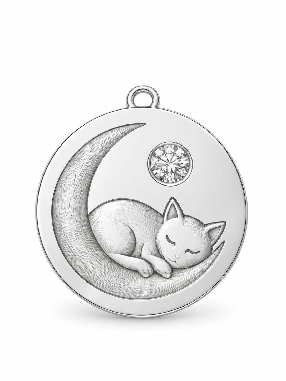 Moonlight Purr Pendant — Sterling 925 silver — lab-grown diamond design visualisation — Pet Lover Collection — Victoria Diamonds