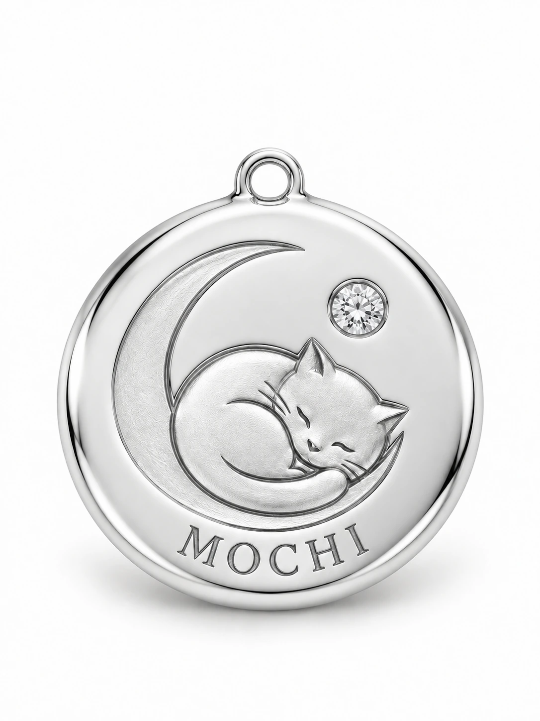 Moonlight Purr Cat Charm — Sterling 925 silver — lab-grown diamond design visualisation — Pet Lover Collection — Victoria Diamonds