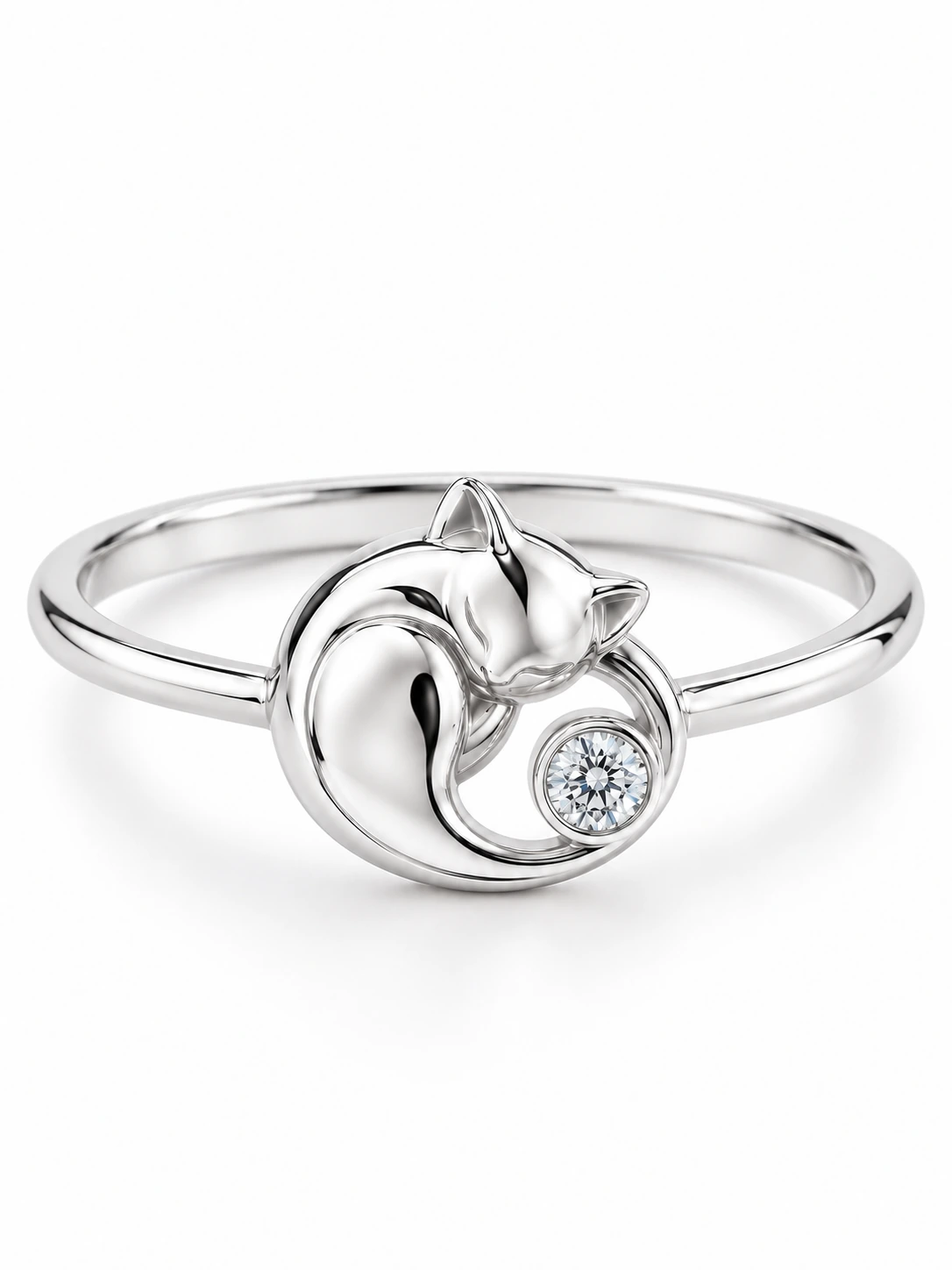 Curled Companion Ring — Sterling 925 silver — lab-grown diamond design visualisation — Pet Lover Collection — Victoria Diamonds