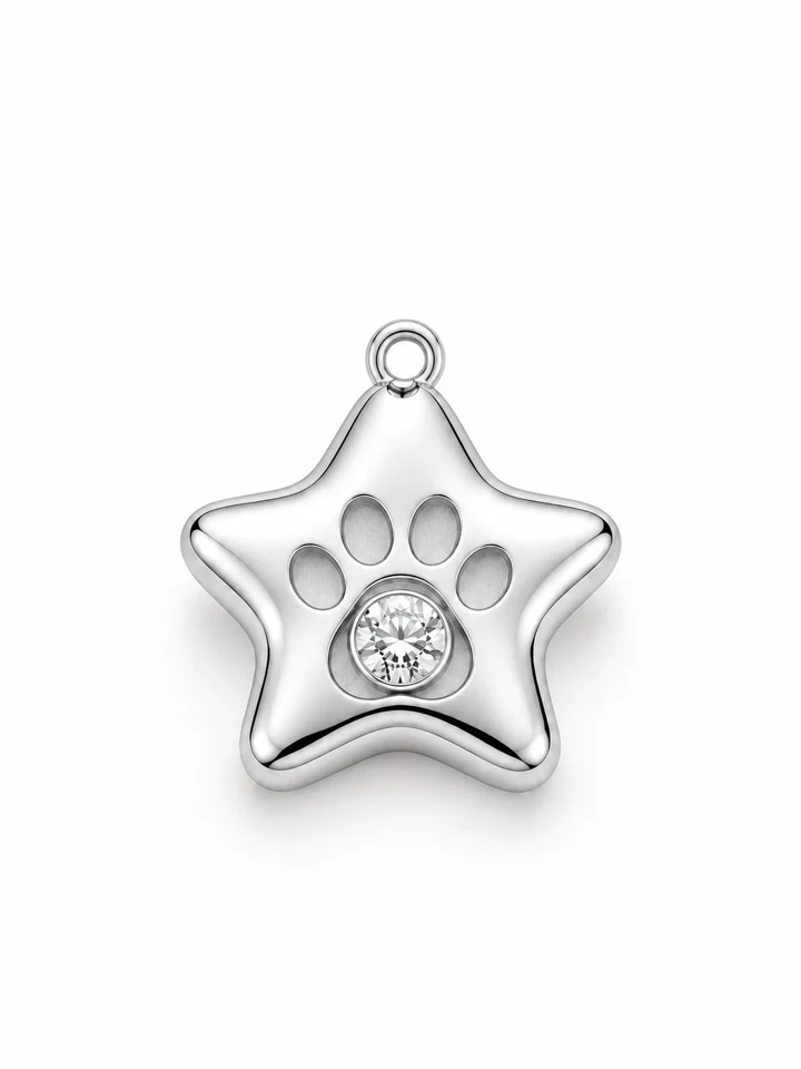 Starlit Paw Pendant in Sterling 925 silver with a lab-grown diamond