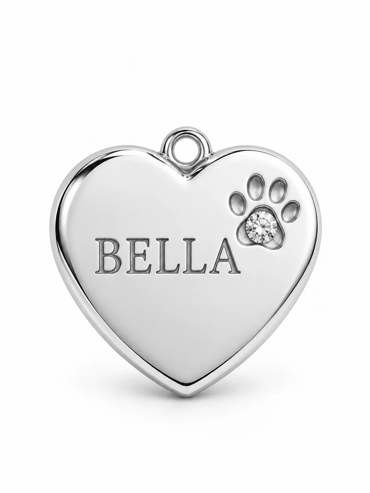 Pawprint Promise Dog Charm in Sterling 925 silver with a lab-grown diamond