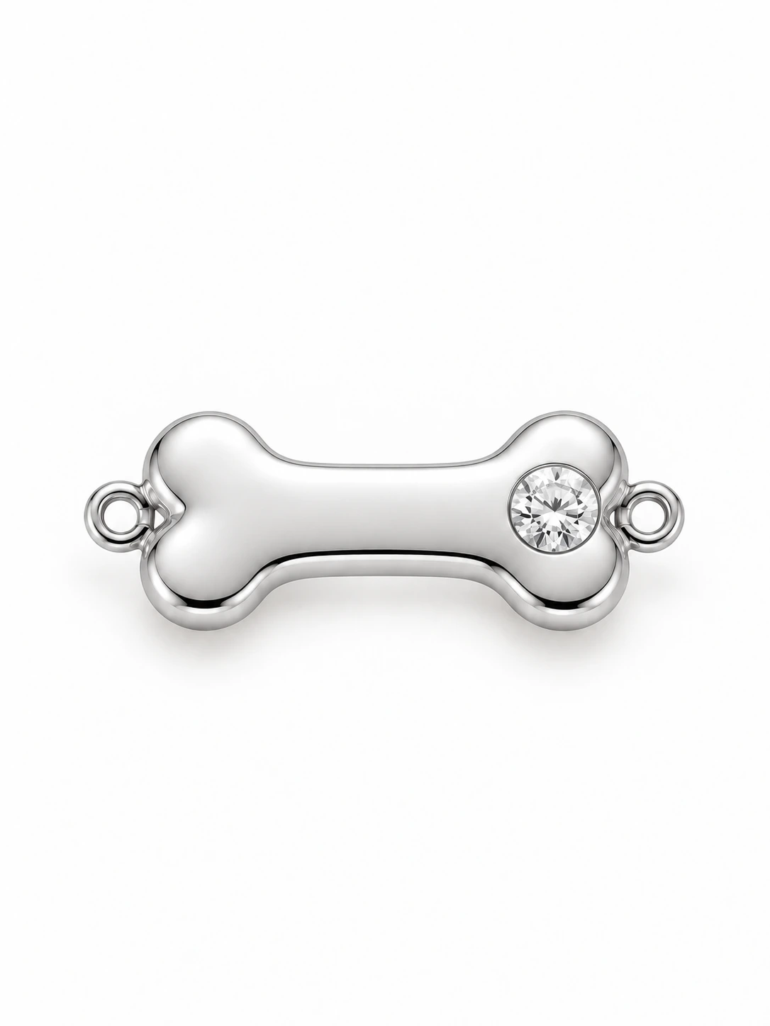 Little Bone Bracelet Charm — Sterling 925 silver — lab-grown diamond design visualisation — Pet Lover Collection — Victoria Diamonds