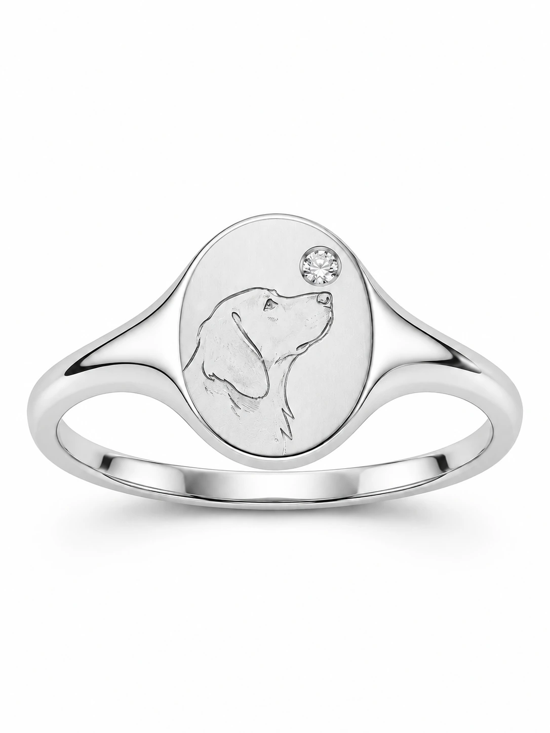 True Companion Signet Ring — Sterling 925 silver — lab-grown diamond design visualisation — Pet Lover Collection — Victoria Diamonds