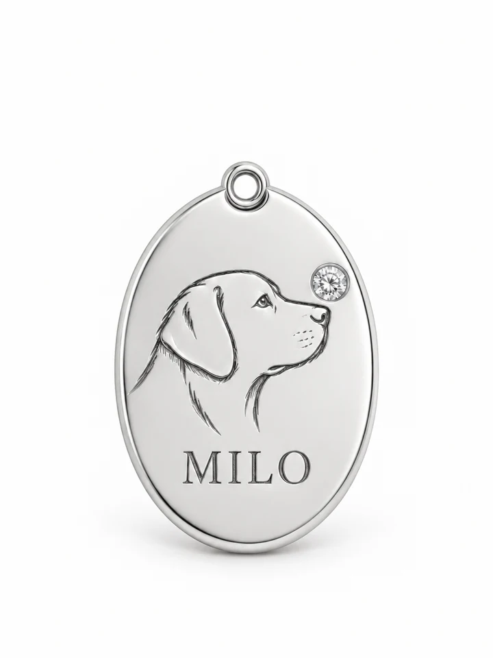 True Companion Dog Charm in Sterling 925 silver with a lab-grown diamond