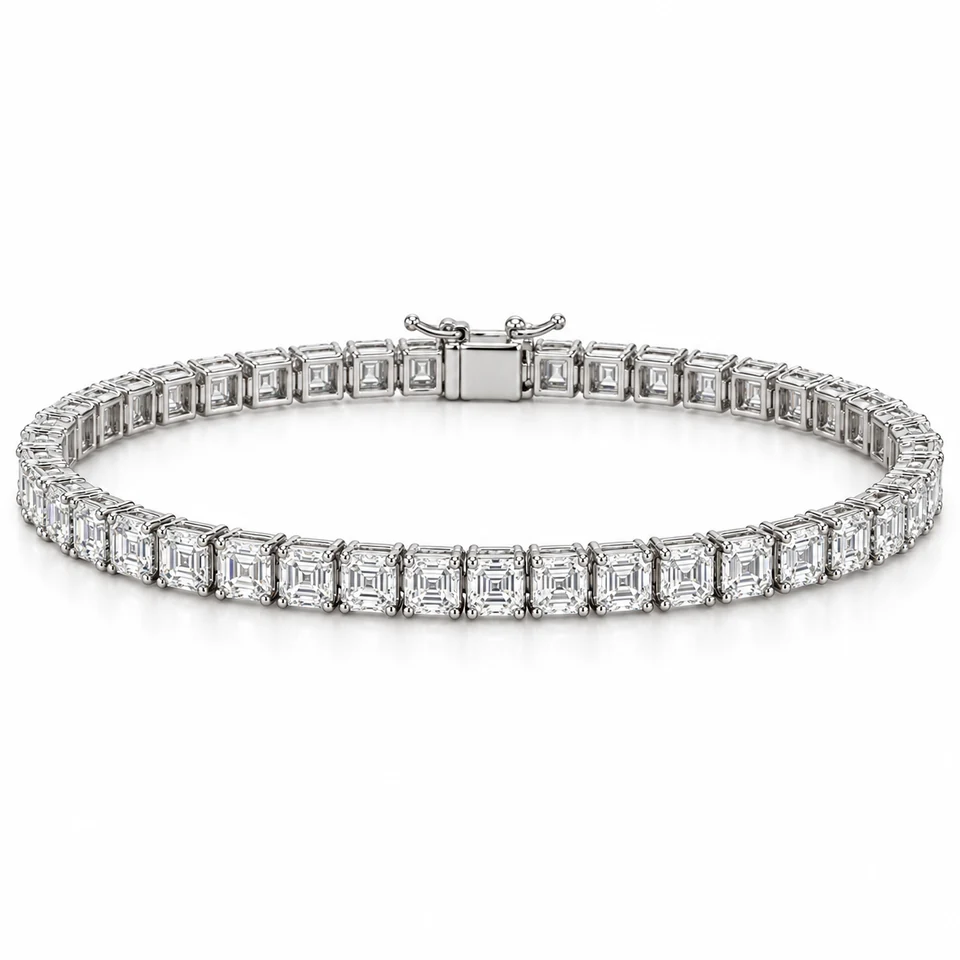 Asscher Avenue Tennis Bracelet — Platinum — lab-grown diamond design visualisation — Tennis Collection — Victoria Diamonds