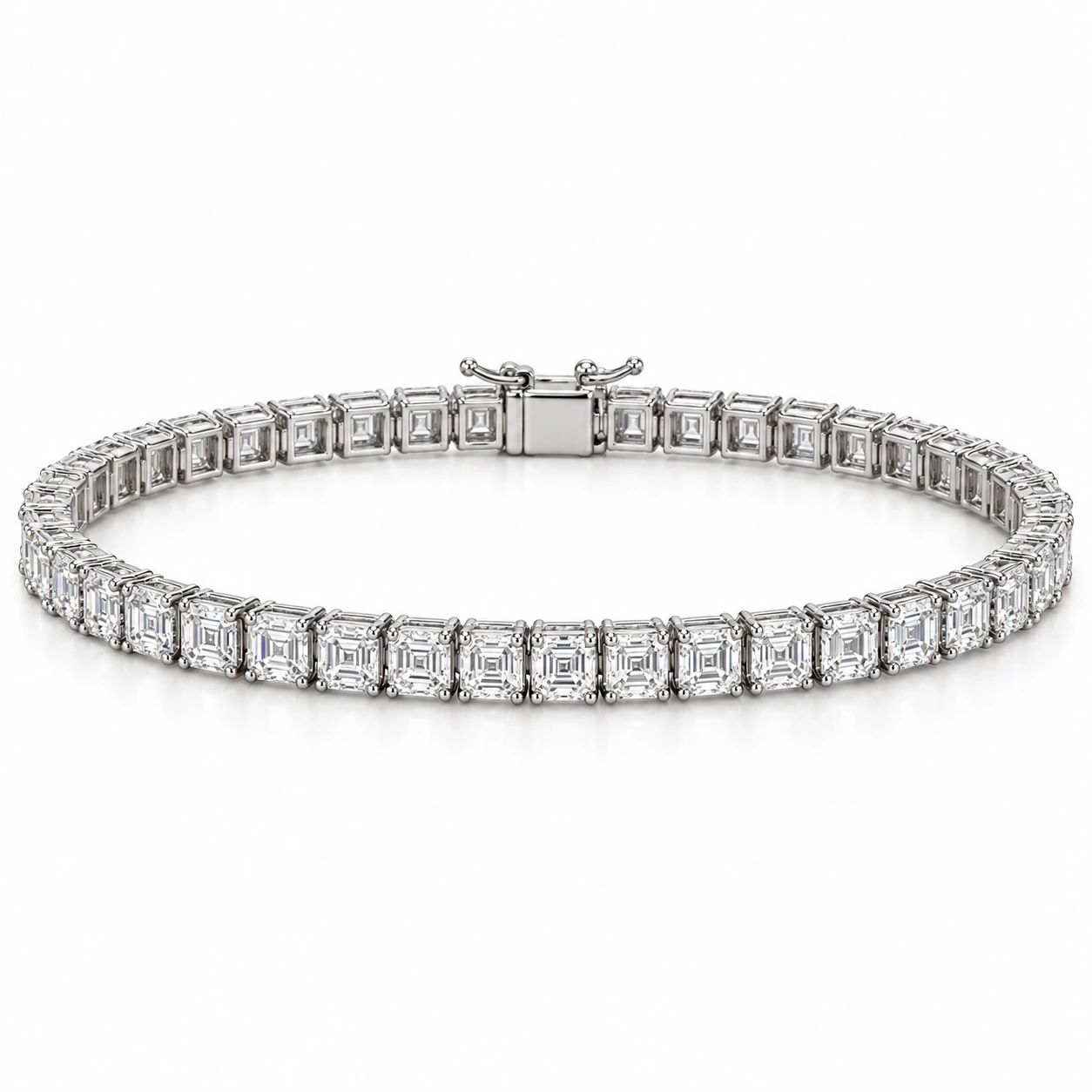 Asscher Avenue Tennis Bracelet — Platinum — lab-grown diamond design visualisation — Tennis Collection — Victoria Diamonds