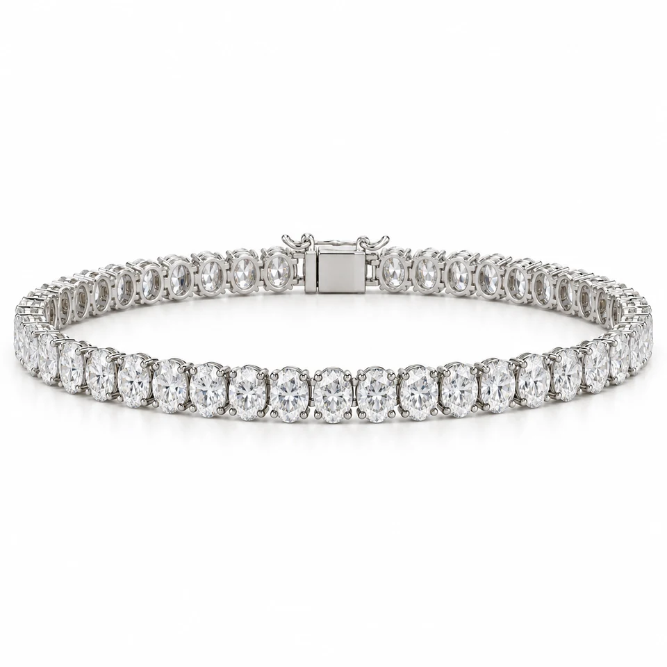 Oval Rivière Tennis Bracelet — Platinum — lab-grown diamond design visualisation — Tennis Collection — Victoria Diamonds