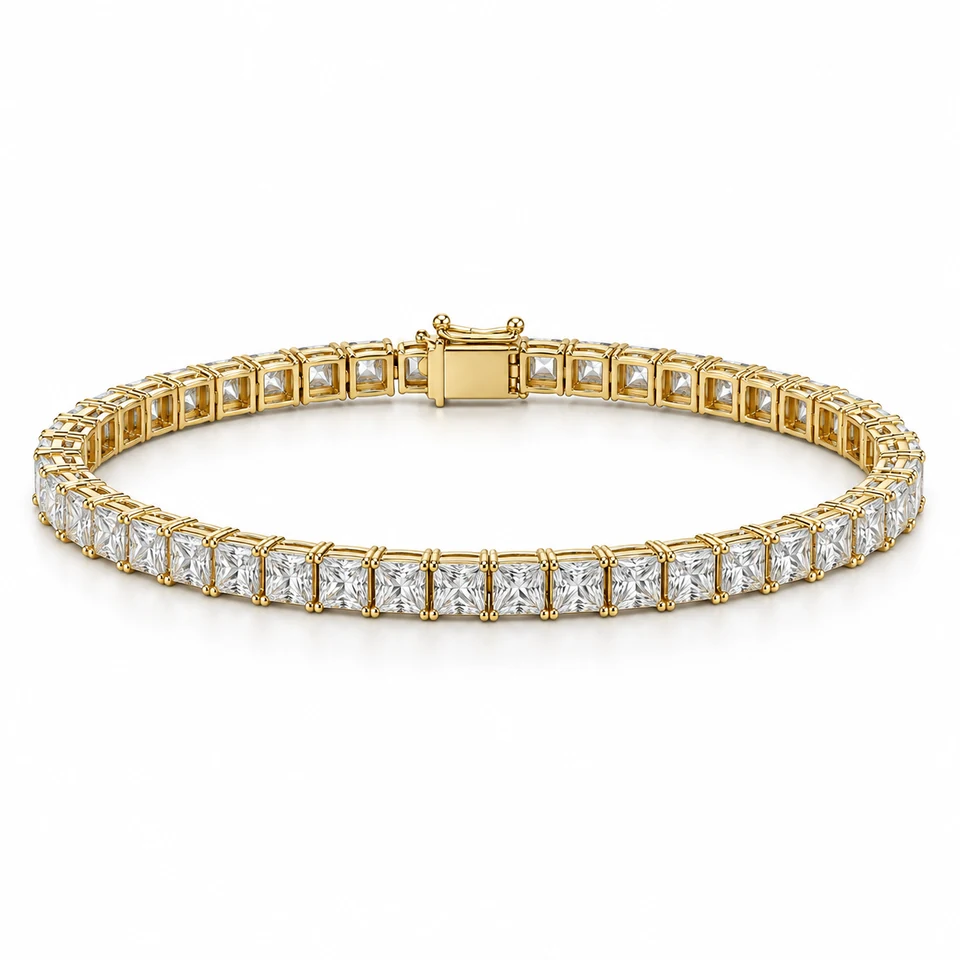 Princess Line Tennis Bracelet — 18K Yellow Gold — lab-grown diamond design visualisation — Tennis Collection — Victoria Diamonds